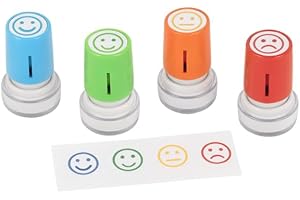 WONDAY 4 mini tampons de notation pré encrés environ 4000 impressions, Stamp en caoutchouc rond de 10 mm