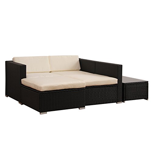 (6034) POLY RATTAN Lounge Schwarz Gartenset Sofa Garnitur Polyrattan Gartenmöbel