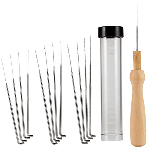 AKUNSZ Filznadeln 12 Stück Filznadel Wollfilz Werkzeug DIY Filzstarter Set mit Holzgriff in Aufbewahrungsröhrchen, 3 Größen (9,1cm, 8,6cm, 7,9cm) - 7