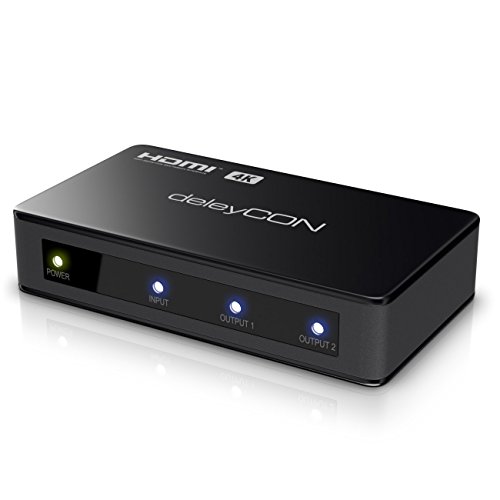 deleyCON 4k UHD HDMI Splitter / Verteiler 2 Port – 2160p 4k Ultra HD / FULL HD 3D / 2x HDMI OUT – HDCP DTS Deep Color – HDMI Verteiler 1×2 [Schwarz] - 2