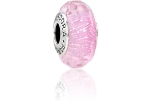 Pandora Abstract silver charm with faceted iridescent blue Murano glass