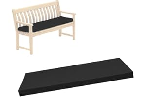 Maria Luxury Bedding & Linen Waterproof Bench Cushion Pads for Garden Furniture Patio Furniture Chair Padding Comfortable and Removable 2 3 4 Seater Outdoor and Indoor (2 Seater, Black)