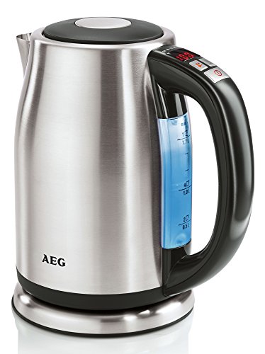 AEG EWA7550 Wasserkocher (2400 Watt, 1,7 Liter, Temperaturvorwahl mit Digitalanzeige) edelstahl