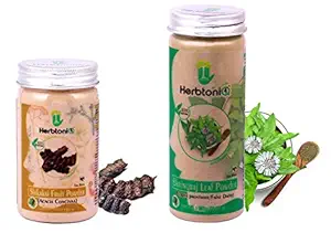 HerbtoniQ 100% Natural Shikakai Fruit Powder (Acacia Concinna) 125g And Bhringraj Leaf Powder (Eclipta Prostrate/false Daisy) 150g For Hair Pack