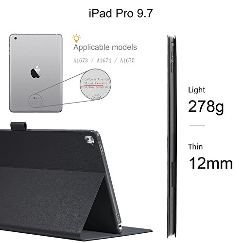 AUAUA iPad Pro 9.7 Hülle, iPad Pro 9.7 PU Leder Tasche Schutzhülle Schal + Clear Schutzfolie(Gift) für Apple iPad Pro 9.7 Zoll Apple Tablet - 3