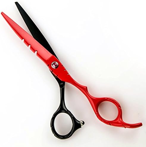 EXBE Professional Stainless Steel Hair Cutting Shears Set Ultra-Sharp Hair Scissors - 6.5" (black&amp;red 1pc Razor Edge)