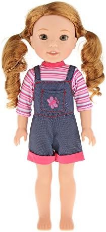 Doll Clothes Wardrobe Makeover Fits for 14" 14.5" American Girl Dolls Strap Denim ShortsCute Dollhouse Decor Gifts