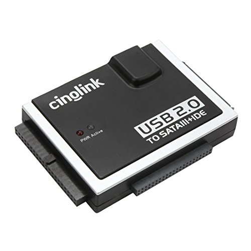 [GS/CE Certified Power Supplier] Cinolink® USB 2.0 to Sata and IDE Hard Drive Adapter Universal 2.5/3.5/5.25 Drives; with 3 Feet (0.9 Meters)USB 2.0 Cable … - 2