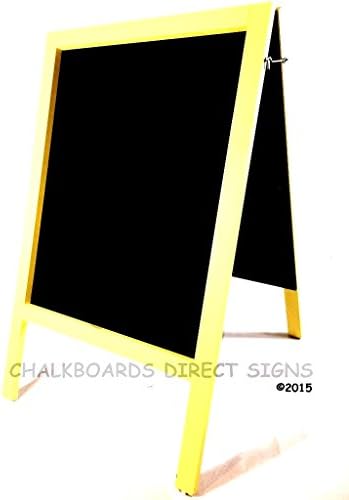 EXTRA LARGE WEATHERPROOF YELLOW HEAVY DUTY CHALKBOARD A BOARD FRAME SANDWICH PAVEMENT SIGN BLACKBOARD 1100mm x 610mm DOUBLED SIDED