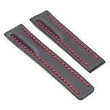 dassari Capital Schwarz W/rote Naht glatt Leder Armbanduhr Band für Breitling 20/18 20 mm