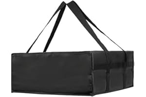 Zilimontt Grand sac isotherme pour livraison de pizza - Grande capacité - Tissu non tissé imperméable pour le transport - Garde les aliments chauds ou froids - Noir - 50 x 50 x 15 cm