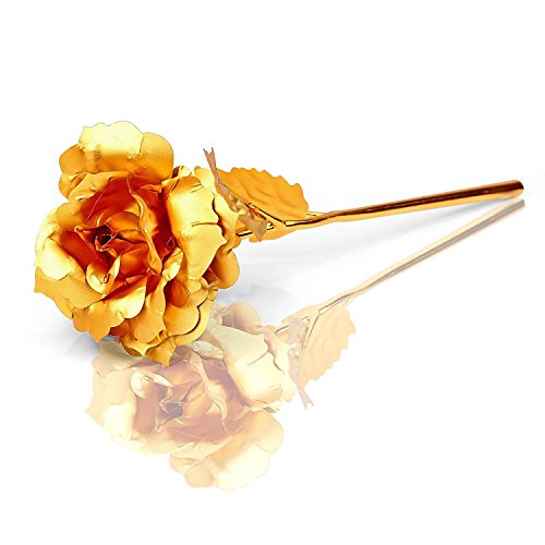 Landlord Romantische besonderen Tag Geschenk Langer Stiel 24 K Gold Farbe Leaf Rose Flower „Love Forever Luxuriöses Blumenmuster Geschenk gratis Geschenkbox - 3