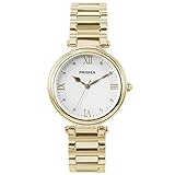 Prisma Damen Armbanduhr Royal Constant, Edelstahl gold mit Analog Schweizer Quarzwerk und Saphir coated glas P.1452