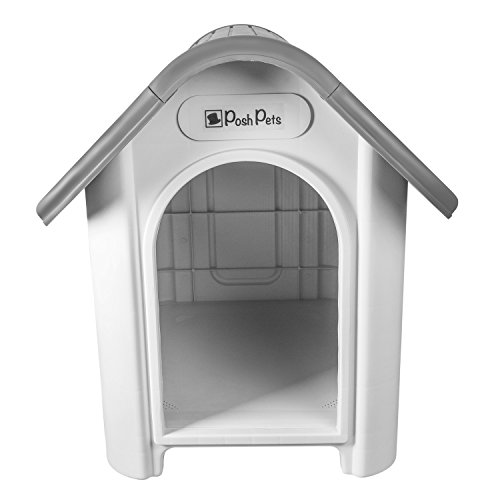 Posh-Pets-High-Quality-Plastic-Dog-Puppy-Kennel-Dog-House-Shelter-IndoorOutdoor-Use-Small-Grey
