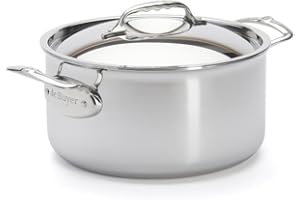De Buyer - Faitout en inox 5 couches AFFINITY avec couvercle en inox - 24 cm - Fabriquée en France, Sans PFAS, Montée Rapide en Température, Inox 18/10, Tous Feux + Four, Finition Poli Brillant