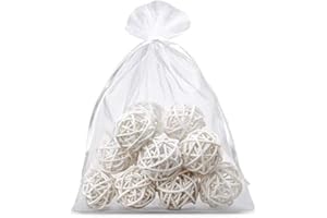 MR PRIME LTD Mr. Prime 100 pcs Organza Gift Bags, 9x12 Jewellery Favour Gift Packing Pouches with Drawstring for Wedding Christmas Festival Birthday Party Gift Packaging (White)