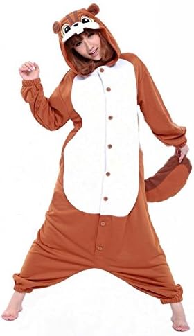 Unisex Adult Kigurumi Squirrel Animal Cosplay Costume Novelty Pajamas Onesies Adult Anime Cartoon Party Christmas Halloween Costume