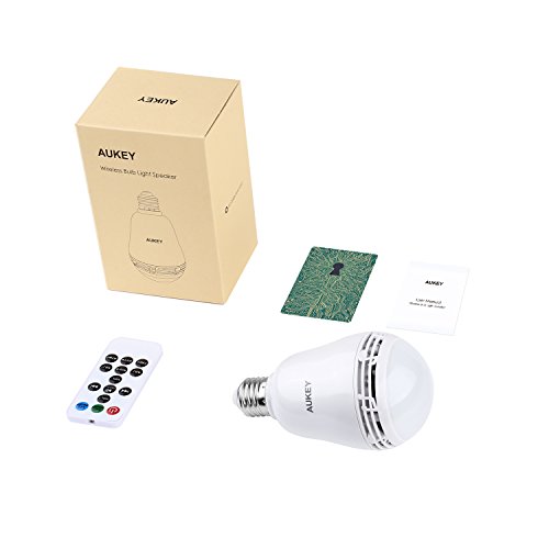 AUKEY Bluetooth Lautsprecher und LED Glühbirne mit Fernbedienung, 12W, dimmbare RGB Lampe für entspannten Musikgenuß, Memory-Funktion, 650LM, E27 Fassung Weiß (LT-BS1) - 7