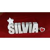 Beton, Steinguss Buchstaben 3 D Deko Schriftzug Namen SILVIA als Geschenk verpackt! Ein ausgefallenes Geschenk zur Geburt, Taufe, Geburtstag oder auch zu anderen Anlässen.