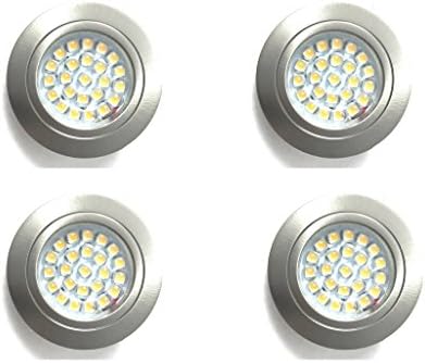 set of 4x Interior Light LED 12V RECESSED DOWNLIGHT VW CAMPER VAN CARAVAN MOTORHOME BOAT BRUSHED CHROME LIGHT WARM WHITE