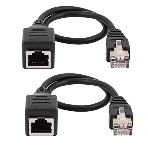 sourcingmap® 2Stück 30cm Ethernet LAN Stecker Buchse RJ45 Netzwerk Kabel Erweiterung Schnur