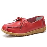 YEARNLY Damen Slipper Schnalle Flach Pumps Runde Zehe Bequeme Hochzeit Kleid Schuhe Flach Mund Arbeit Retro Spleißen Slip-on Loaferschuhe Rutschfeste Bequeme Freizeitschuhe Halbschuhe 35-43