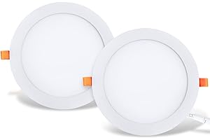 LVWIT 2x Pannello LED Rotondo da Soffitto - 18W equivalente a 150W, Plafoniera LED da Ufficio da Incasso, 1650 Lumen, Colore Bianco Neutro 4000K. 225 x 21 mm - Pacco da 2 Pezzi.