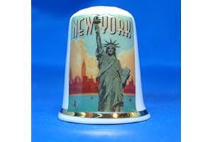 BIRCHCROFT CHINA Birchcroft Dé à coudre en porcelaine de Chine – Poster de voyage Statue de New York – Boîte gratuite