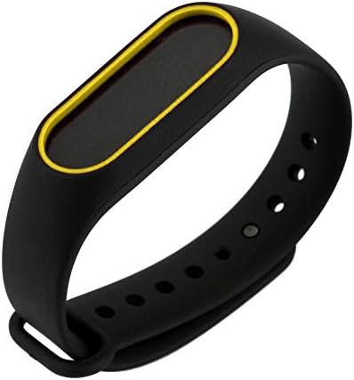 LuckWin Wristband Mi Band 2 Strap Silicone Bracelet Replacement for XIAOMI Smart Miband Smartwatch Waterproof Wrist Accessories ( Bicolour Black/Yellow )