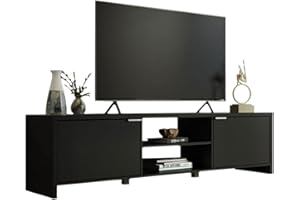 Madesa TV Stand Large Media Console with Cable Management for 65, 75 Inch Media Storage Gaming Living Room Entertainment Center Wooden Television Cabinet - Black