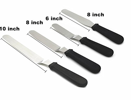 Winkelpaletten Set,EONPOW 4 Streichmesser Kuchen Tortenmesser Glasurmesser Professionelles Werkzeug zum Dekorieren von Torten (L?nge 6 inch/8 inch*2/10 inch) - 2