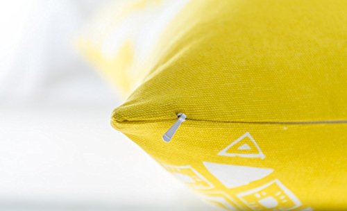 TreeWool®, (2er Pack) Quadratisch Geometrische Design Baumwolle Dekoratives Kissenbezüg (Gelb, 40 x 40 cm) - 4