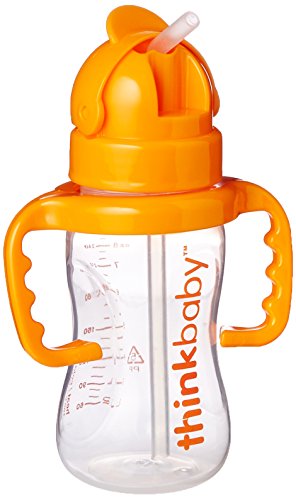 Thinkbaby - Thinkster Straw Bottle - Kids Water and Drink Bottle No BPA - 9oz / 266ml - Orange