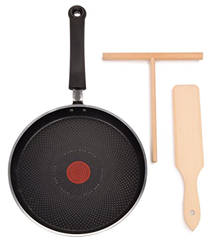 Tefal Crepespfanne 25 cm Ø Induktion Set 3 teilig | Crepes Pfanne Verteiler und Wender aus Buchenholz | Mit Thermo-Spot Technologie | Leckere Crêpes im Handumdrehen für zu Hause - 3