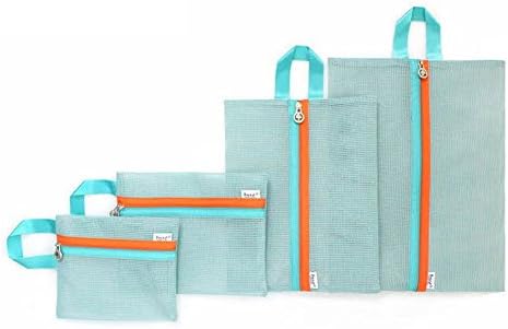 Berry President® 4pcs/set Multi-functional Portable Travel Luggage Suitcase Clothes Underwear Packing Cubes Organizer Mesh Storage Makeup Bag Pouch (Mint)