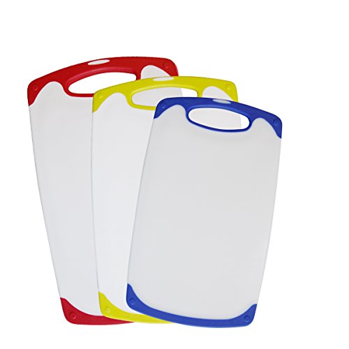 STONELINE® Schneidebrett-Set, 3-tlg., weiß/blau ca. 25 x 15 cm, weiß/grün ca. 31,5 x 20 cm, weiß/rot ca. 40 x 24 cm, Kunststoff - 2