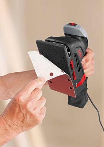 Skil Schwingschleifer 7348 AA (160W, 92 x 185 mm, Variable Drehzahl, Klett- und Klemmsystem, Staubsauger-Anschluss + Staubbeutel, +3 tlg. Schleifpapierset) - 6