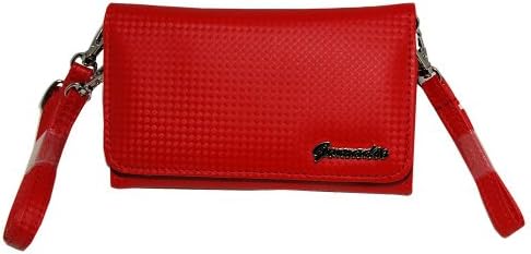 Gomadic Red Women Purse Case for Samsung Messager Touch – Hand and Shoulder Straps Included