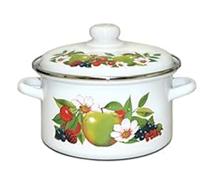 Emaille Kochtopf Topf 3 Liter ca 21cm Durchmesser Früchte