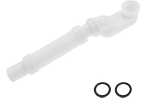 DRELD Low Profile 1 1/2" P-Trap, Flexible Bathtub Shower Drain Pipe Durable White Plumbing with Sealing Tape for Freestanding & RV Bathtub Tubs