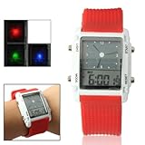Easy Go Shopping Doppel-LCD-Anzeige Bunte LED-Digitaluhr/Utility Chronograph Sport Watch (Farbe : Rot)