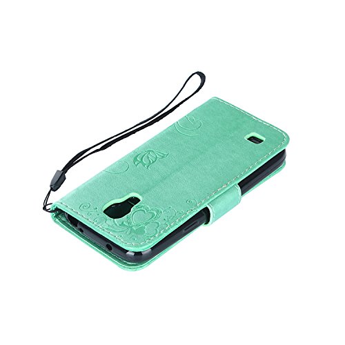 Samsung Galaxy S4 mini Hülle, Samsung Galaxy S4 mini Schutzhülle Leder Hülle, Alfort 2 in 1 Carving Lederhülle Fashion Design Premium PU Leder Hohe Qualität Tasche Case Cover Kasten Abdeckung Wallet für Samsung Galaxy S4 mini / i9190 4.3″ Smartphone Funktion Standfunktion Unterstützte Telefone und Magnetverschluss mit Ameisen gehen auf ein Datum ( Grün ) + Alfort Schwarz Stylus Pen - 9