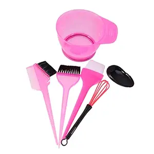 Beaupretty 6pcs Hair Dye Coloring Kit with Hair Color Bowl Hair Dyeing Brush Hair Coloring Tool Kit Hair Bleach Tinting Brushes Tool for Salon Home Rosy