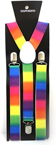 Rainbow Colourful Gay Festival Gay Marriage Occation Unisex Adult Child Elastic Clip-on Brace Y (Target) Suspenders