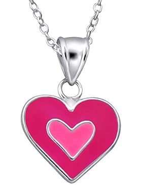 Laimons Kids Kinder-Anhänger mit Kette Herz Pink, Rosa Sterling Silber 925