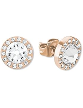 s.Oliver Damen-Ohrstecker 10 mm IP Rose Edelstahl Kristall weiß 2015046