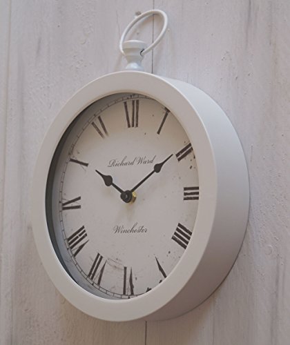 Uhr Wanduhr Küchenuhr klassisches Design Metall und Glas rund Nostalgie (Weiß) - 2