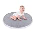 Produktbild Wonder Space Baby Sitzliege - Ultra Weich Kleinkind Bodenkissen mit Weißen Pom Pom Rand, Beste Sitzkissen & Spiel für Kinder und Kinder (Grau)