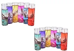 Atorakushon Smokeless Mini Tube Gel Glass Tube t-lite Candle Pillar Gel Candles Pack of 12 (Multi-Color)