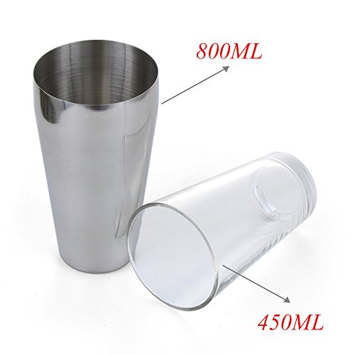 Cocktail Shaker Set 4-teilig Edelstahl Bar Werkzeug-Set mit Shaker und Glas, zwei Bar Jiggers, Hawthorne Sieb, Twisted Bar Löffel Cocktail Mixologist Set - 3